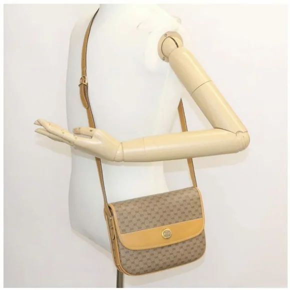 GUCCI Vintage Micro GG Canvas Shoulder/Crossbody Bag Beige - Picture 5 of 15